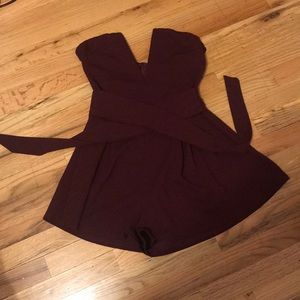 Maroon plunge romper !